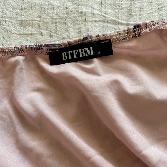 BTFBM One Shoulder Casual Floral Boho High Ruffle Tiered A Line Flowy Mini Dress - Picture 4 of 9